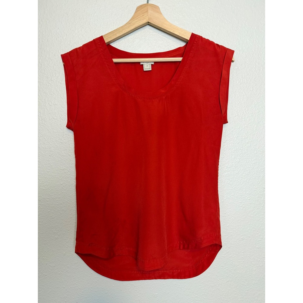 J.Crew Red Drapey‎ Crepe Scoopneck Blouse Top F1056 Size 00